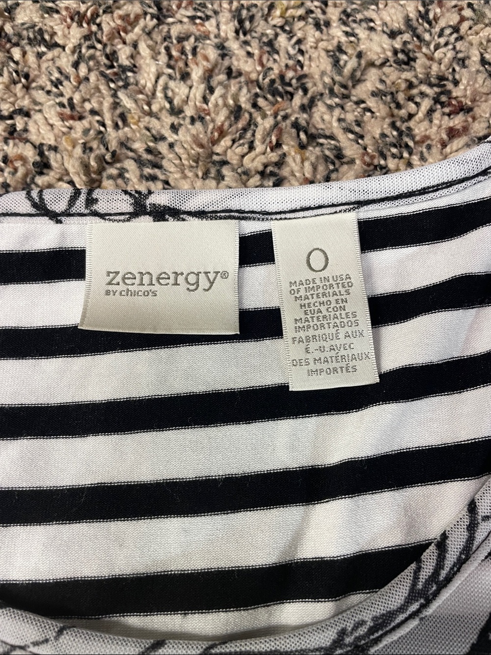 Zenergy Chicos Abstract Floral Scoop 3/4 Sleeve Tunic Blouse Size 0 (S) NWOT - Picture 6 of 8